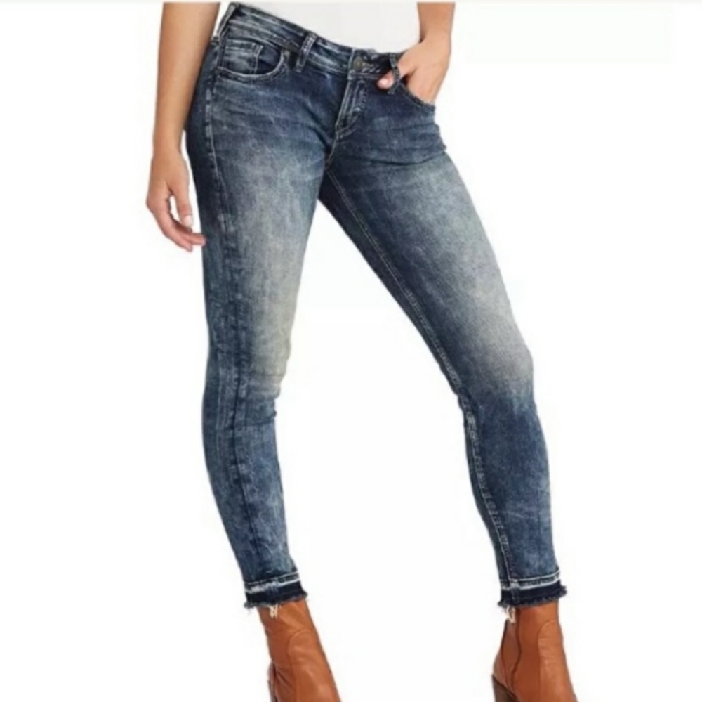 Silver Denimotion Aiko MID Ankle Skinny Silver Jeans Dark Wash W26
